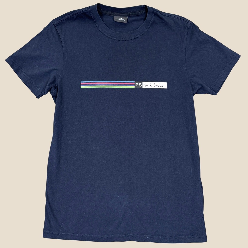 PS Paul Smith T Shirt Men S Black Organic Cotton Stripe Graphic Designer Tee New